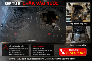 Bếp từ bị chập vào nước