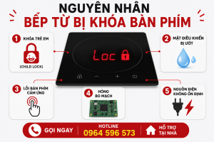 Các nguyên nhân phổ biến khiến bếp từ bị khóa bàn phím và không thao tác được